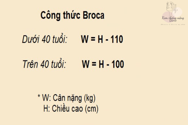 Công thức tính chỉ số BMI theo Broca Index