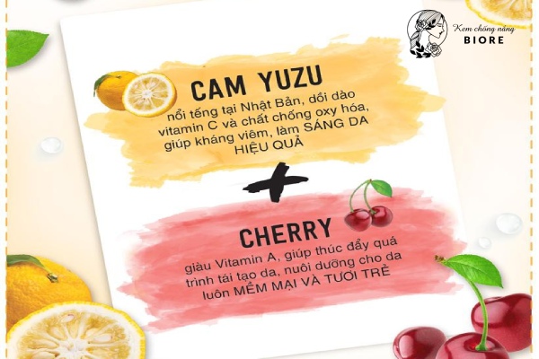 Thành phần chính của sữa tắm Hazeline cam Yuzu & Cherry